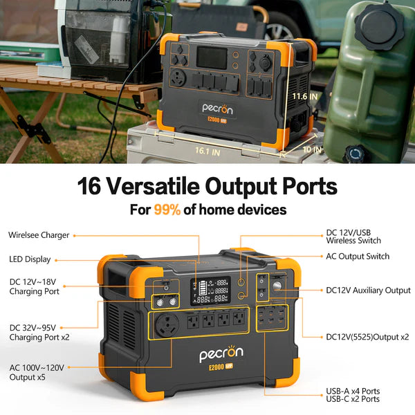 PECRON E2000LFP Expandable Portable Power Station 2000W 1920Wh No US Sales Tax, Free US Shipping! - Off Grid Trek