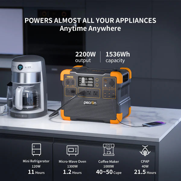 PECRON E1500LFP Expandable Portable Power Station 2200W 1536Wh No US Sales Tax, Free US Shipping! - Off Grid Trek
