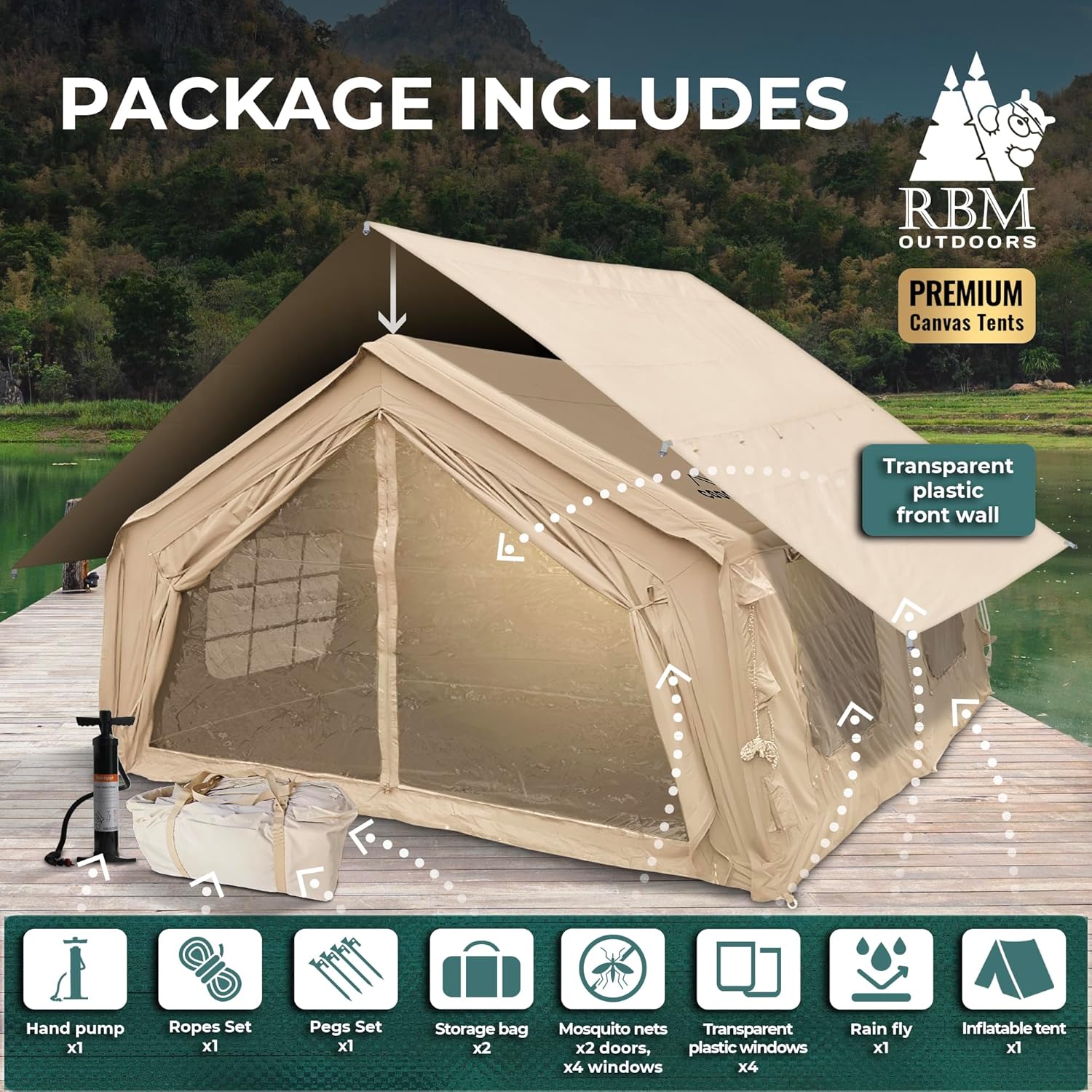 rbm outdoors tent RBM Inflatable tent Koala 7 Beige for 8-10 person, No US Sales Tax, Fr– Off Grid Trek