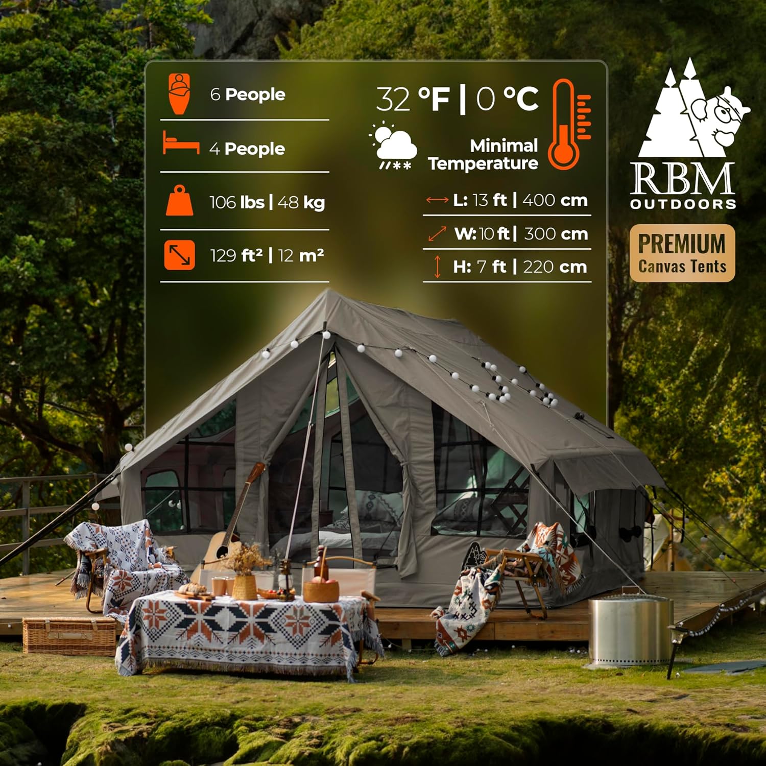 canvas tents large RBM Inflatable tent Panda Large Khaki for 2-6 person– Off Grid Trek
