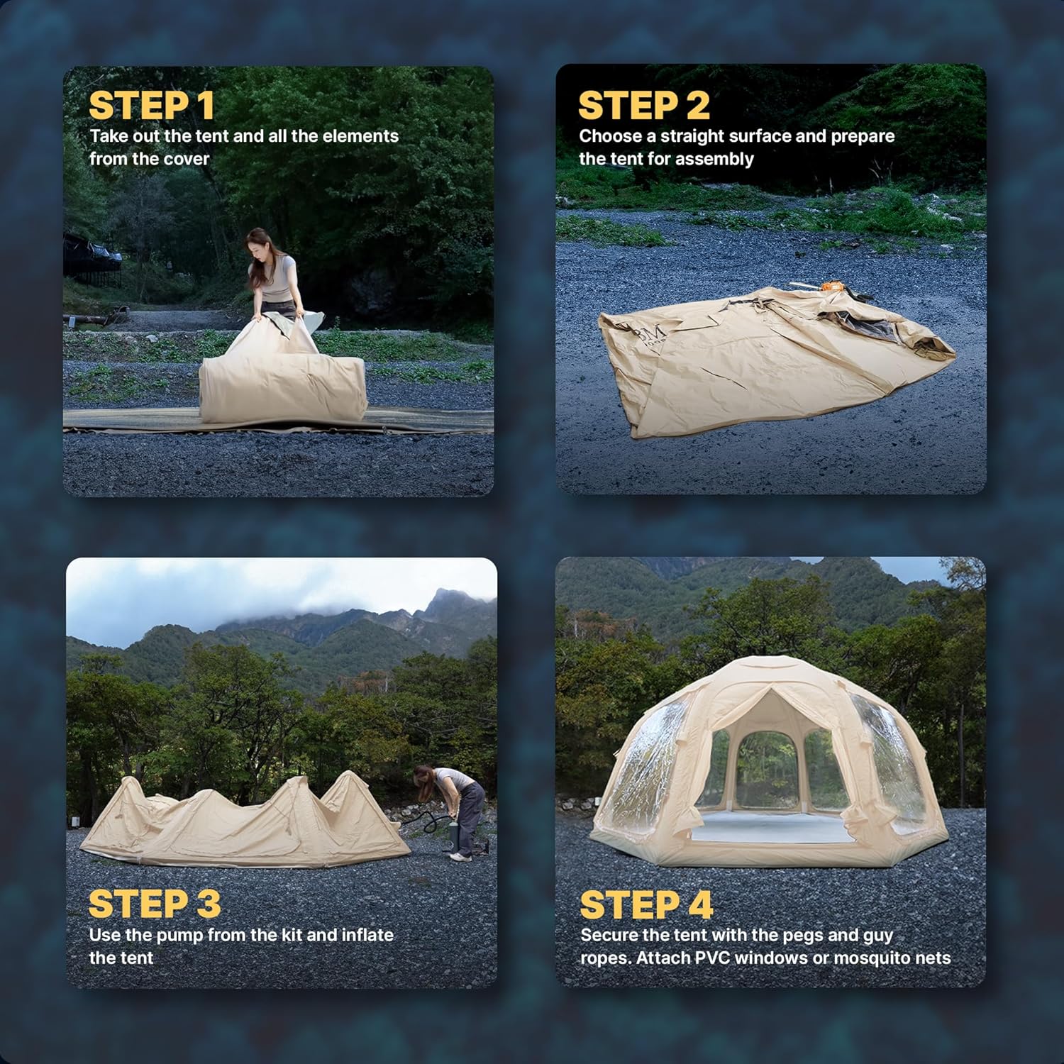 cooby tent Inflatable tent Octopus for4 person, No US Sales Tax Free US Shipping!– Off Grid Trek