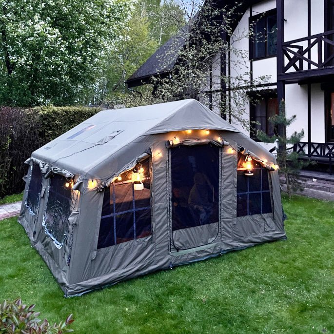 inflatable cabin tent Inflatable tent Koala 5 Khaki for 2-6 person, No US Sales Tax!– Off Grid Trek