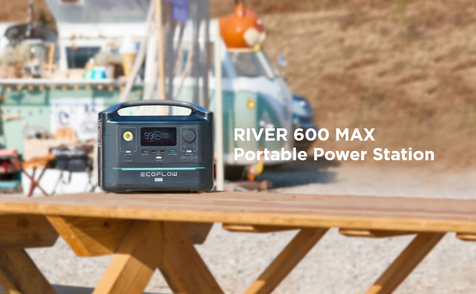 EcoFlow RIVER 600 Max | 576Wh / 600W (1200W Peak) Portable Power Station - Off Grid Trek