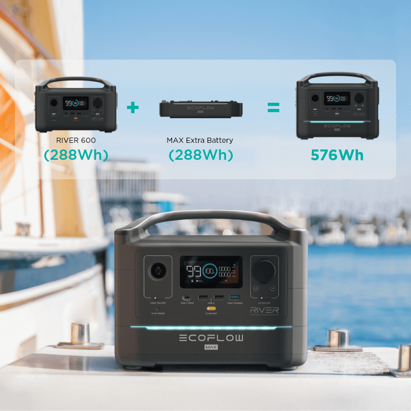 EcoFlow RIVER 600 Max | 576Wh / 600W (1200W Peak) Portable Power Station - Off Grid Trek