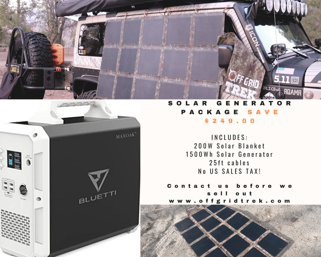 PACKAGE: 200W Solar Blanket Bundle with Bluetti 1500Wh Solar Generator, NO US SALES TAX! - Off Grid Trek