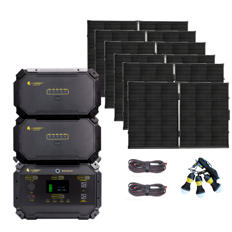 PACKAGE: SAVE 20% Lion Safari ME [Elite] Solar Generator Kit - 5,000Wh &+ 6 x 100W Solar Panel Suitcases, Free Shipping & no US Sales Tax! - Off Grid Trek