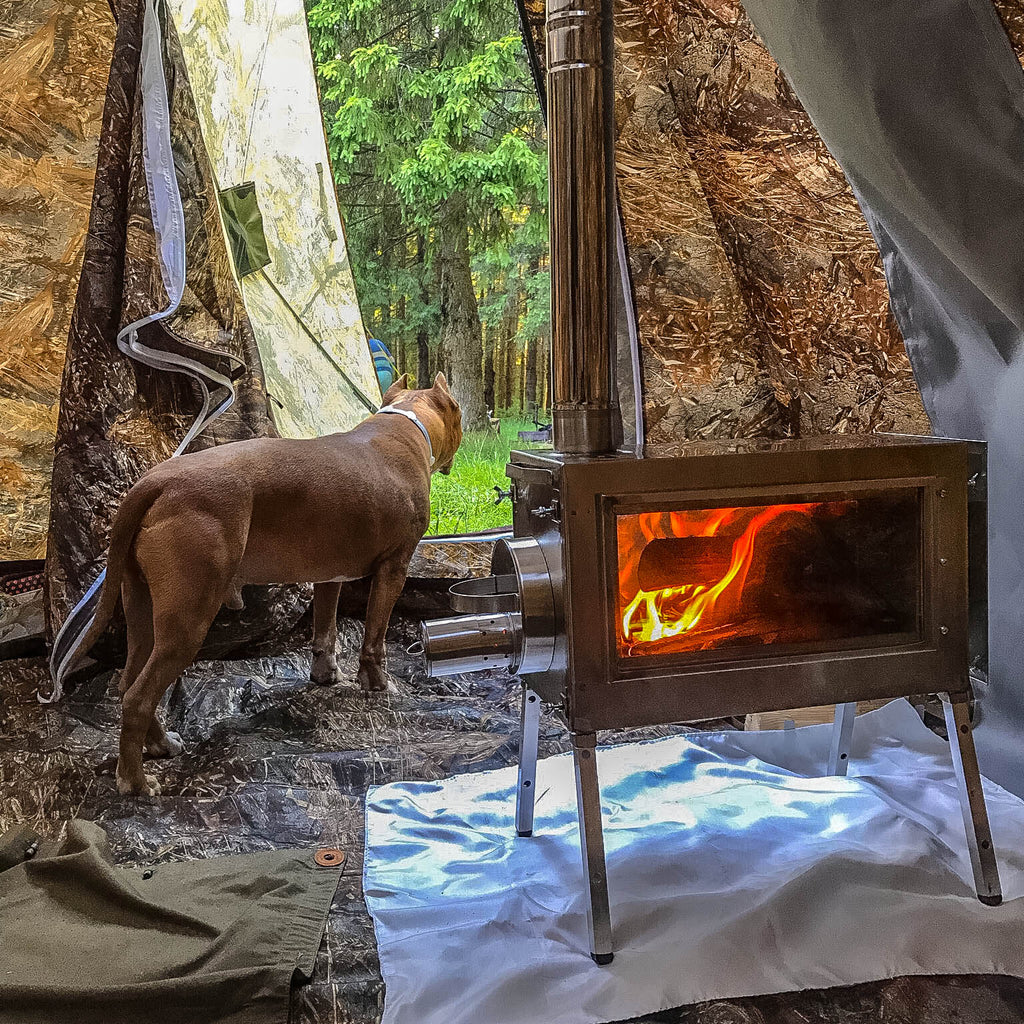 Large Wood Stove With Fire-Resistant Glass "Caminus L" FREE SHIPPING, NO US SALES TAX! - Off Grid Trek